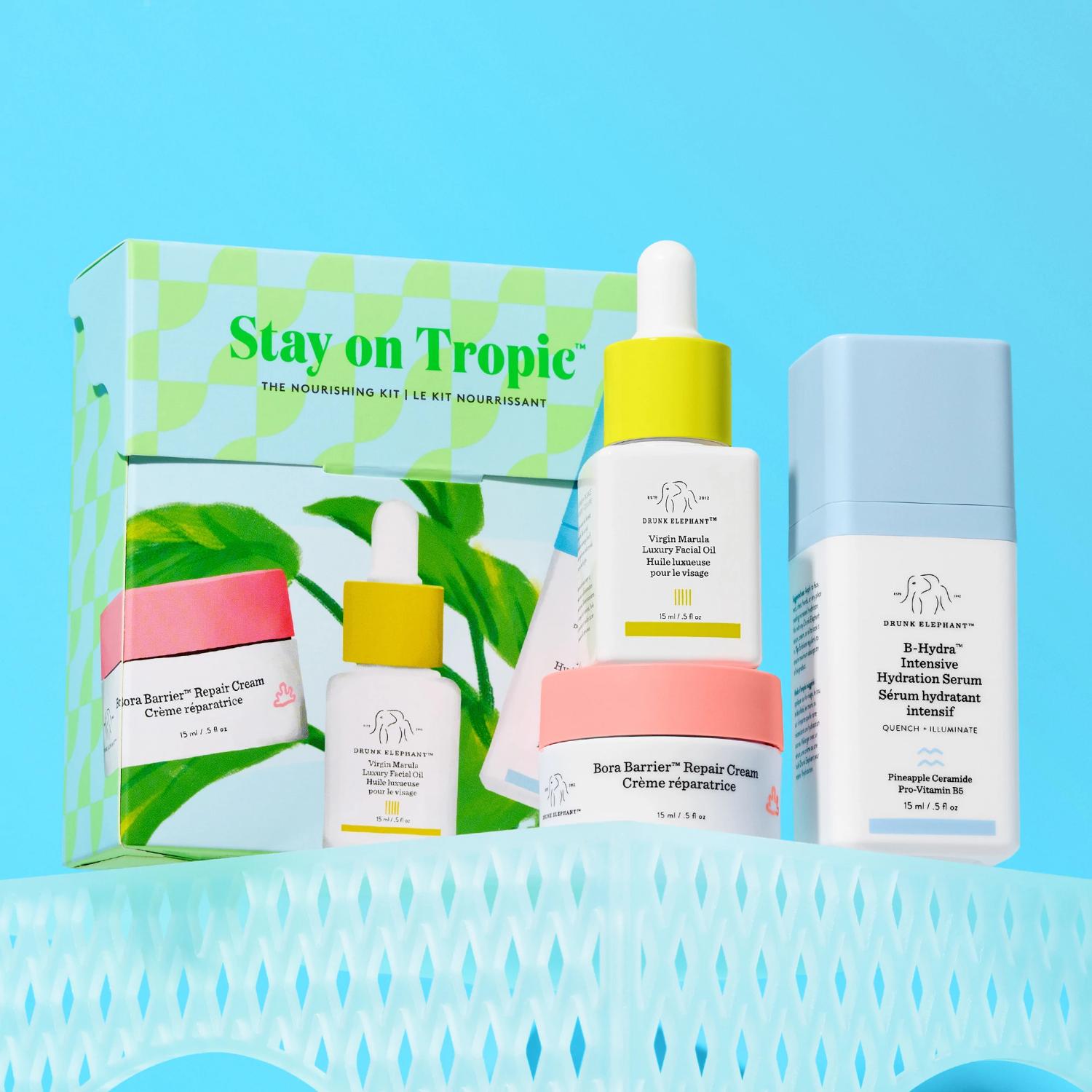 STAY ON TROPIC™: THE NOURISHING KIT (TRIO DE TAMAÑO VIAJE PARA CUIDADO DE LA PIEL)